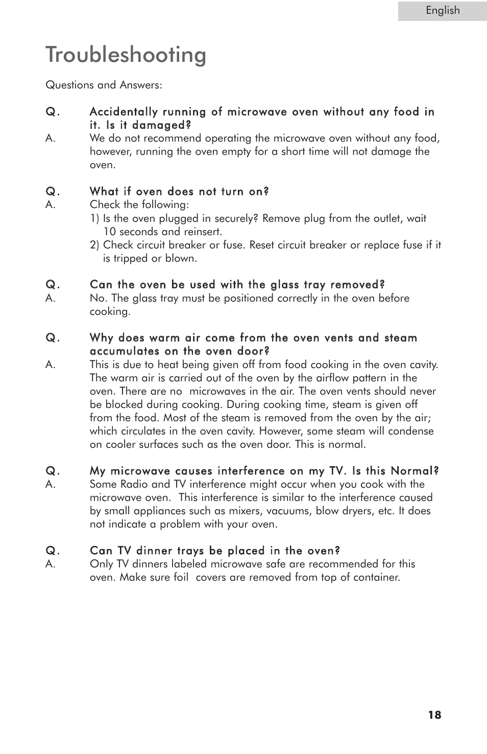 Troubleshooting | haier MWG7047TW / B User Manual | Page 19 / 22