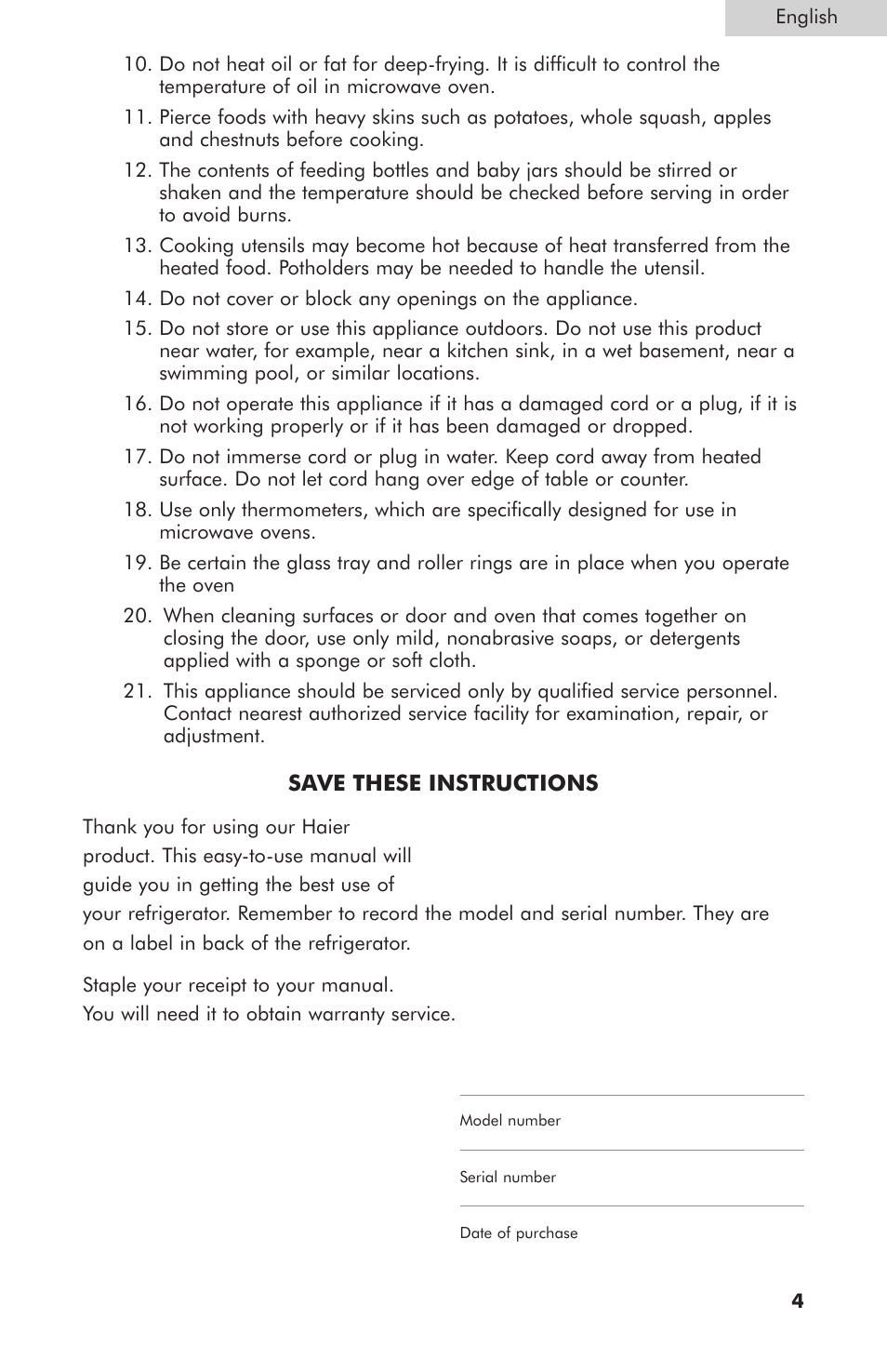 haier MWG7047TW / B User Manual | Page 5 / 22