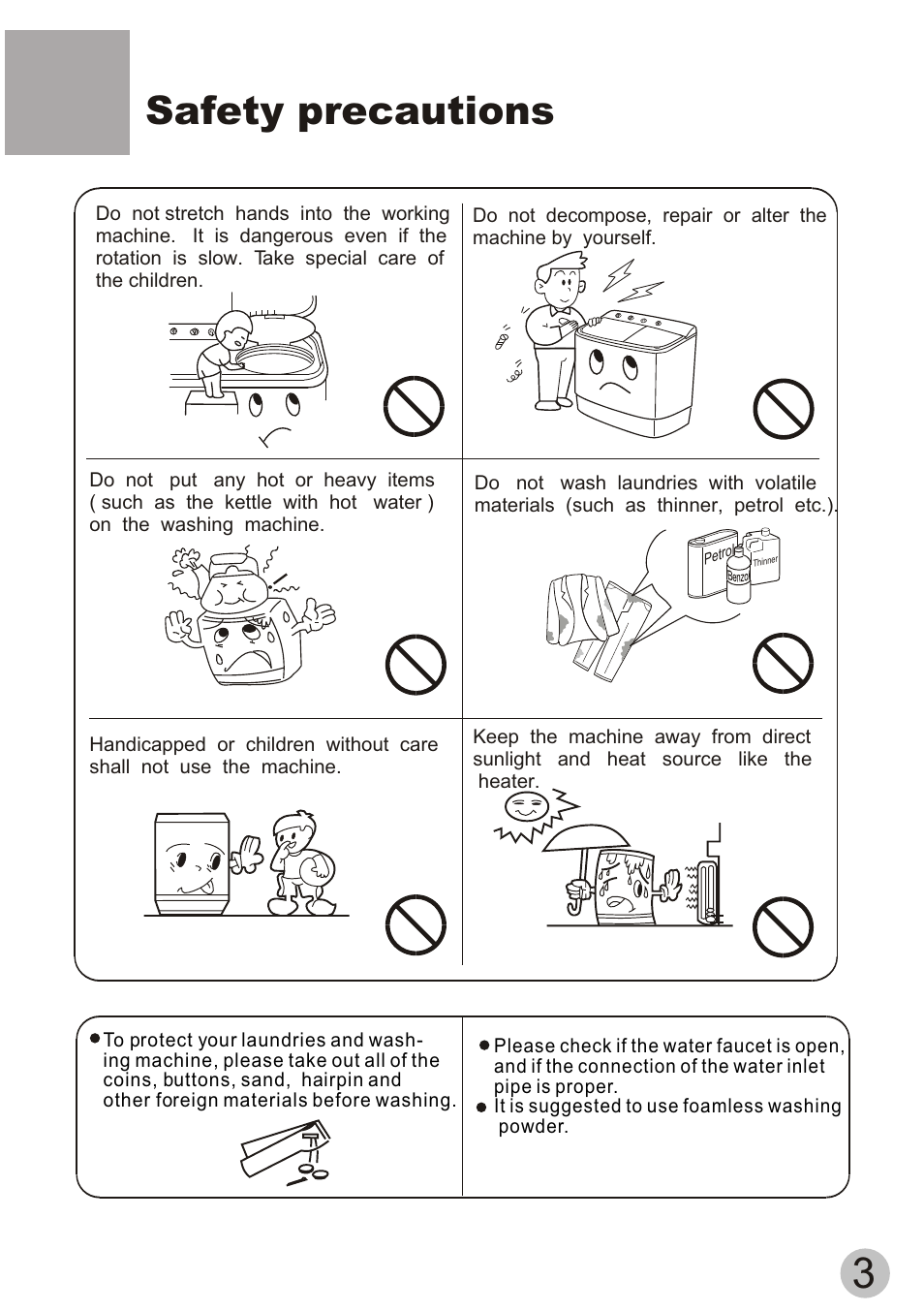 Safety precautions | haier HWM55-23BS User Manual | Page 5 / 16