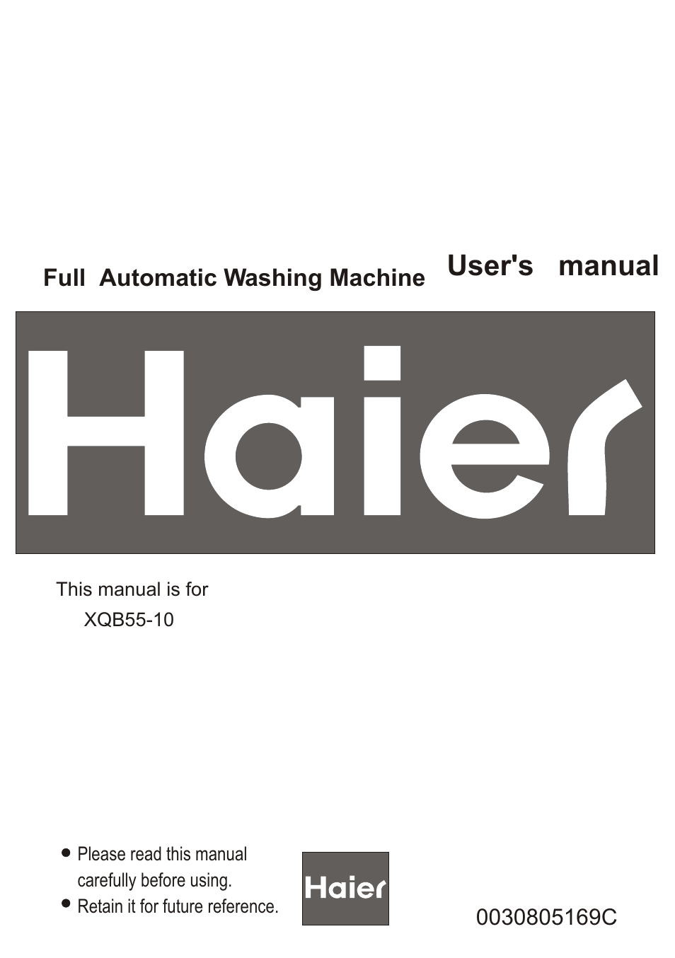 haier XQB55-10 User Manual | 18 pages