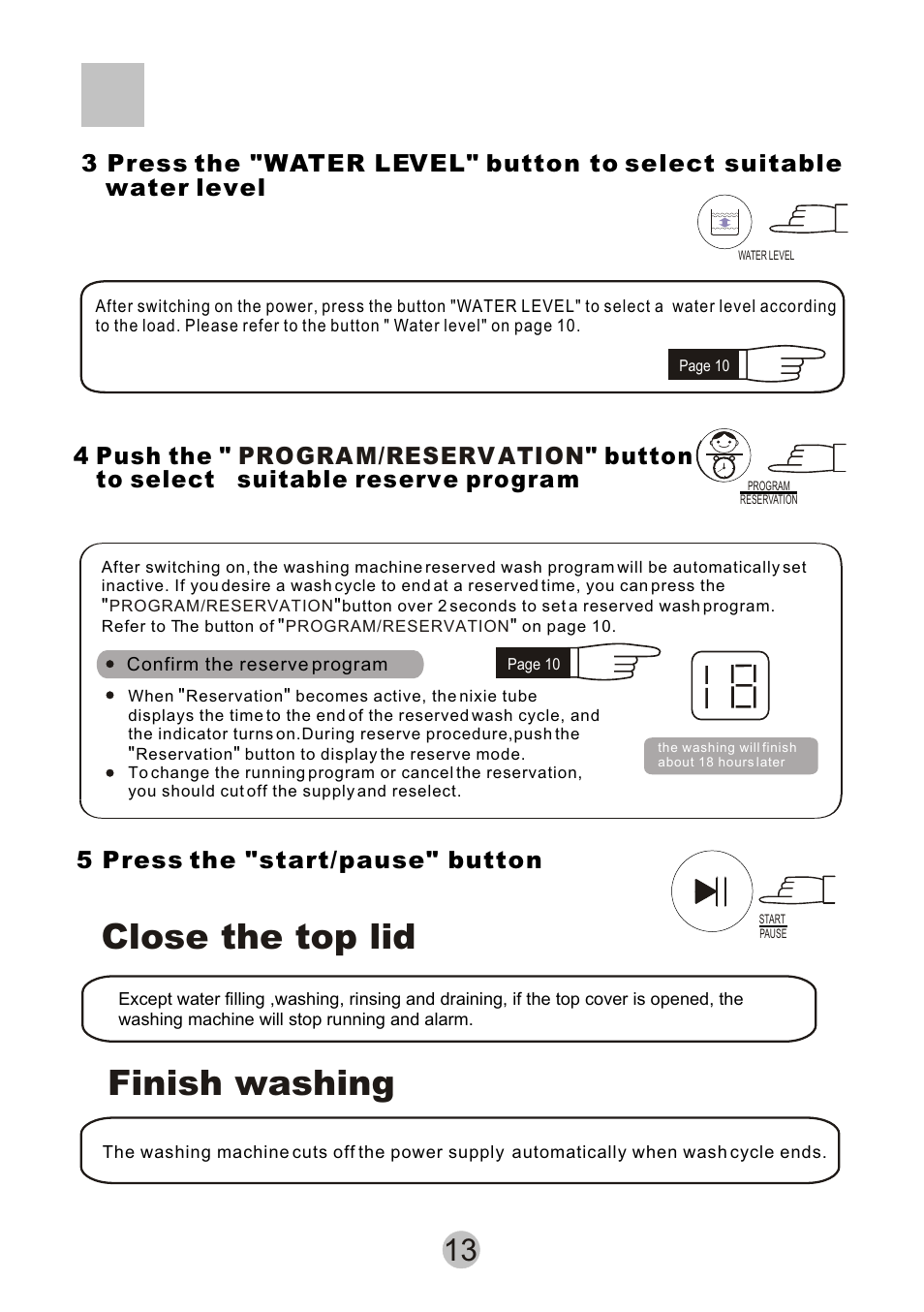 Close the top lid finish washing | haier XQB55-10 User Manual | Page 15 / 18