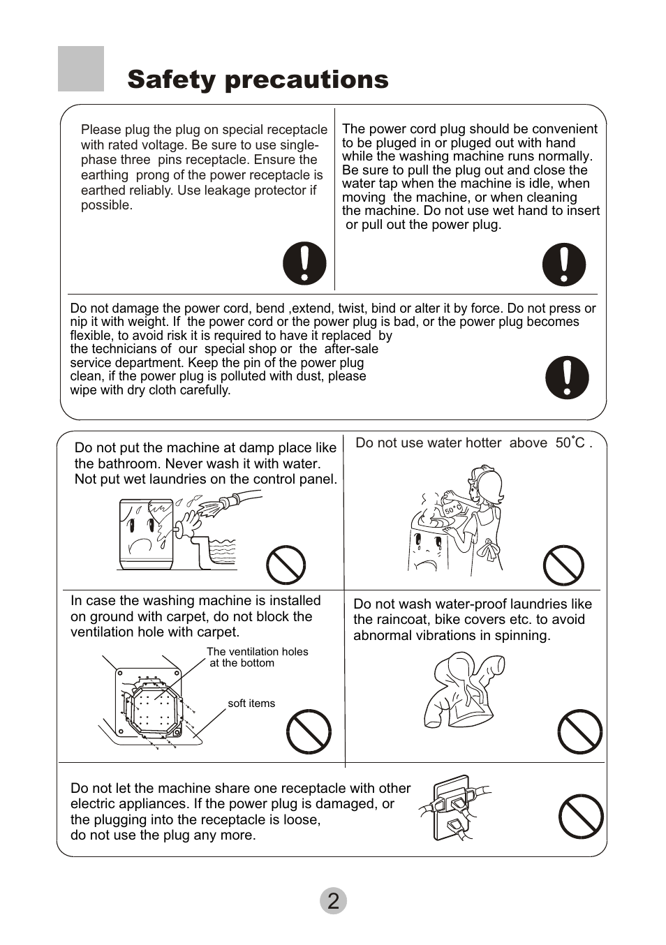 Safety precautions | haier XQB55-10 User Manual | Page 4 / 18