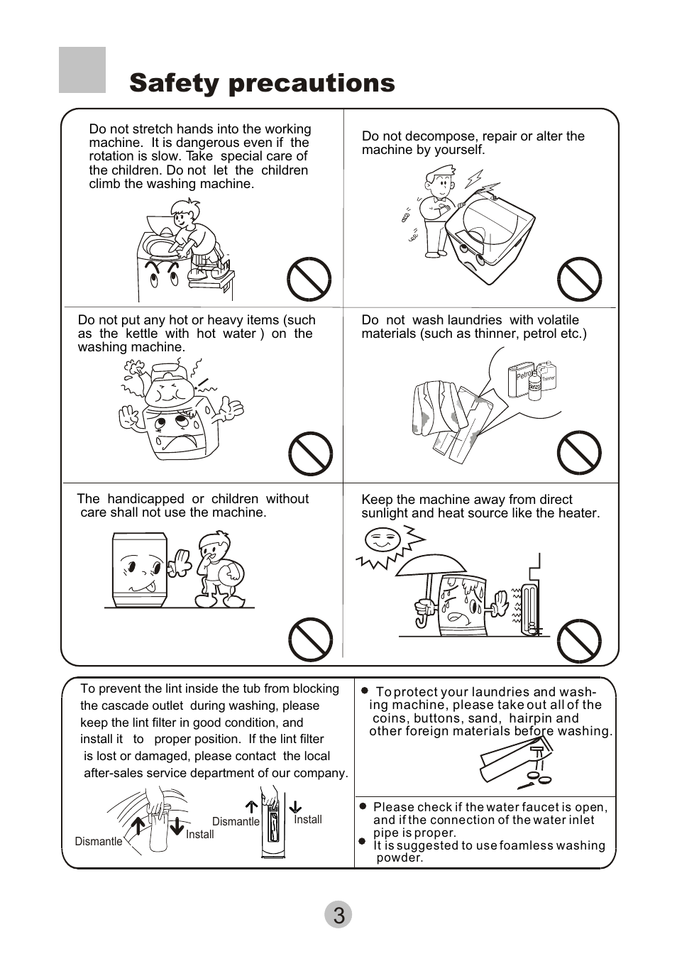 Safety precautions | haier XQB55-10 User Manual | Page 5 / 18