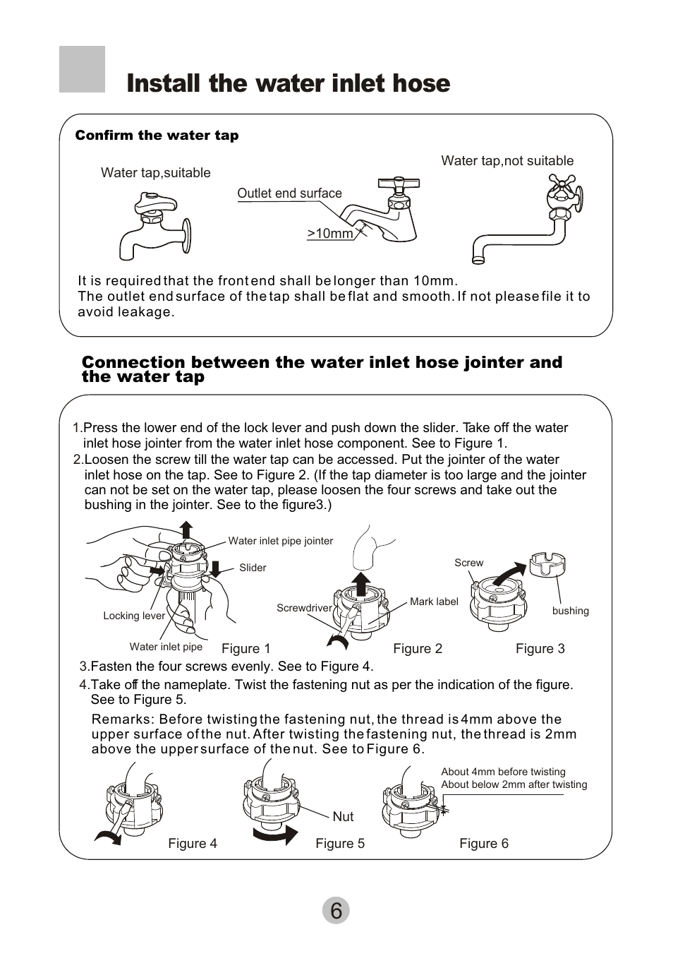 Install the water inlet hose | haier XQB55-10 User Manual | Page 8 / 18
