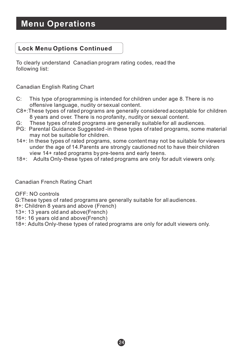 Menu operations | haier HLC1 User Manual | Page 29 / 42
