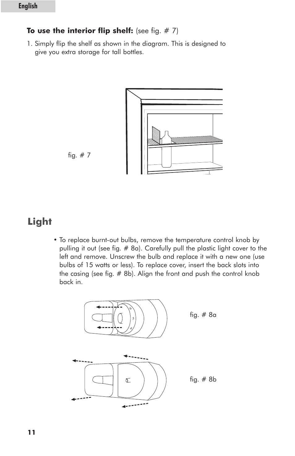 Light, English | haier hc125fvs User Manual | Page 12 / 48