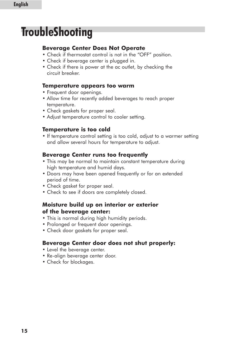 Troubleshooting | haier hc125fvs User Manual | Page 16 / 48