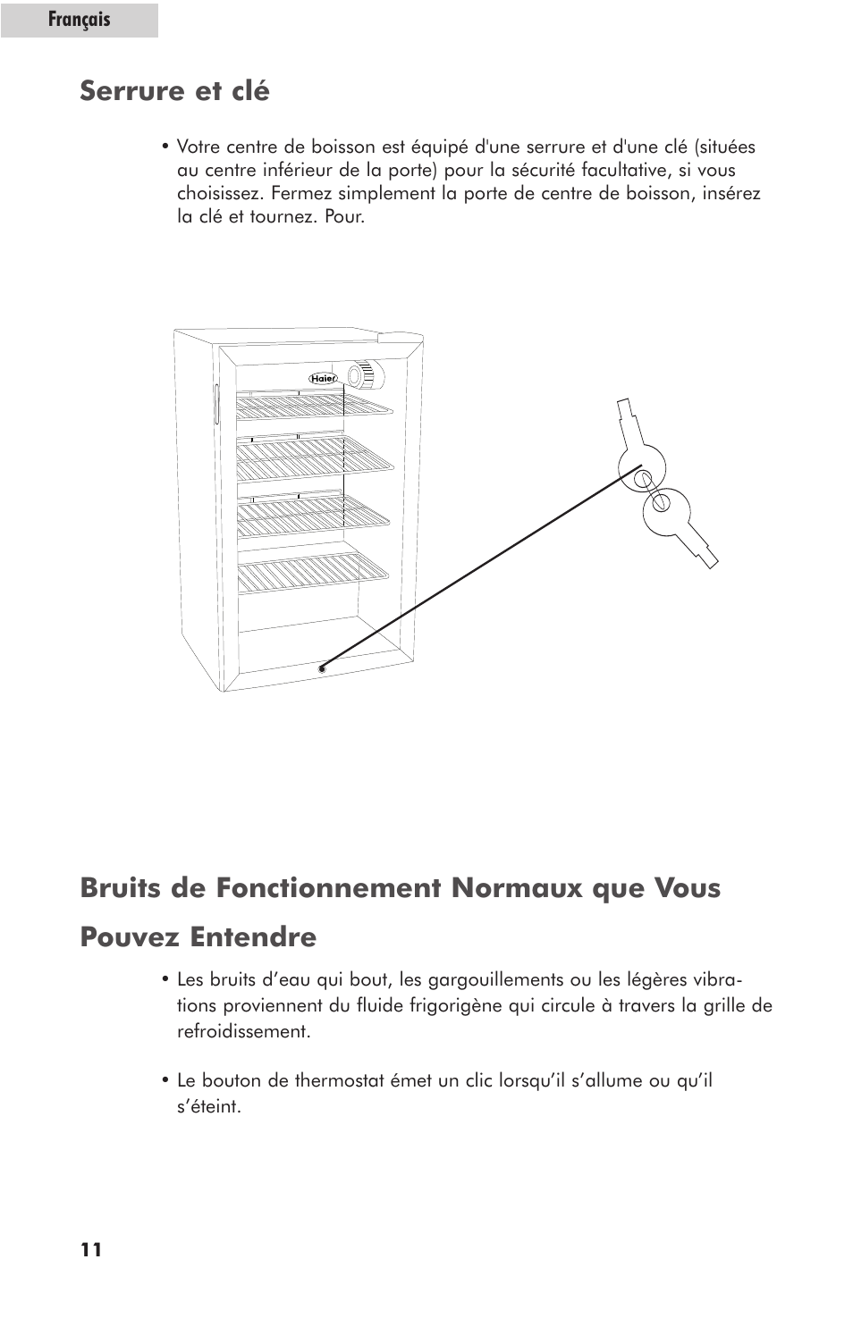 Serrure et clй | haier hc125fvs User Manual | Page 28 / 48