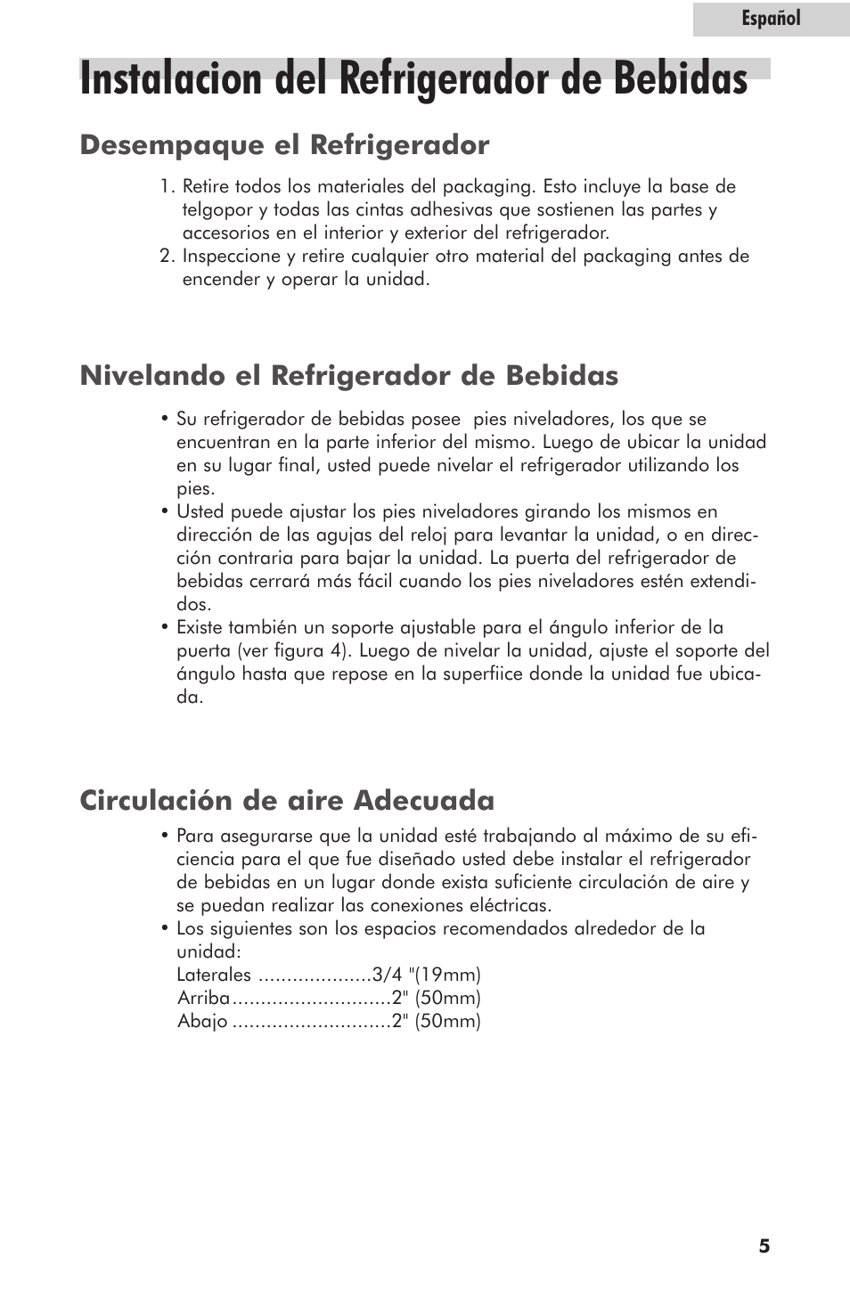 Instalacion del refrigerador de bebidas | haier hc125fvs User Manual | Page 37 / 48