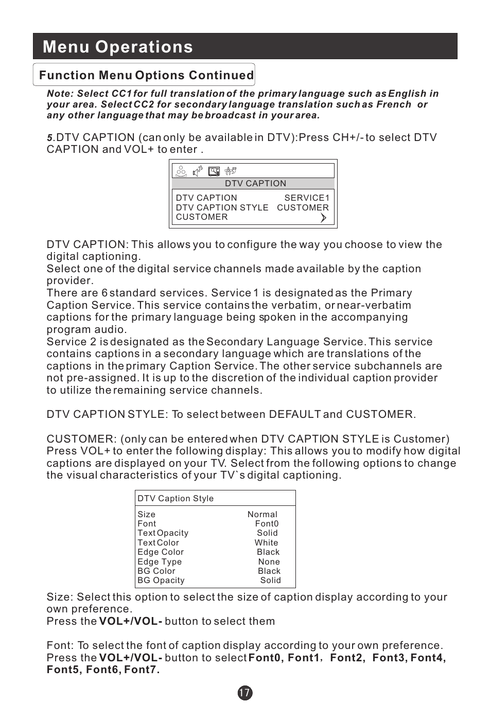 Menu operations | haier HL22E User Manual | Page 22 / 33