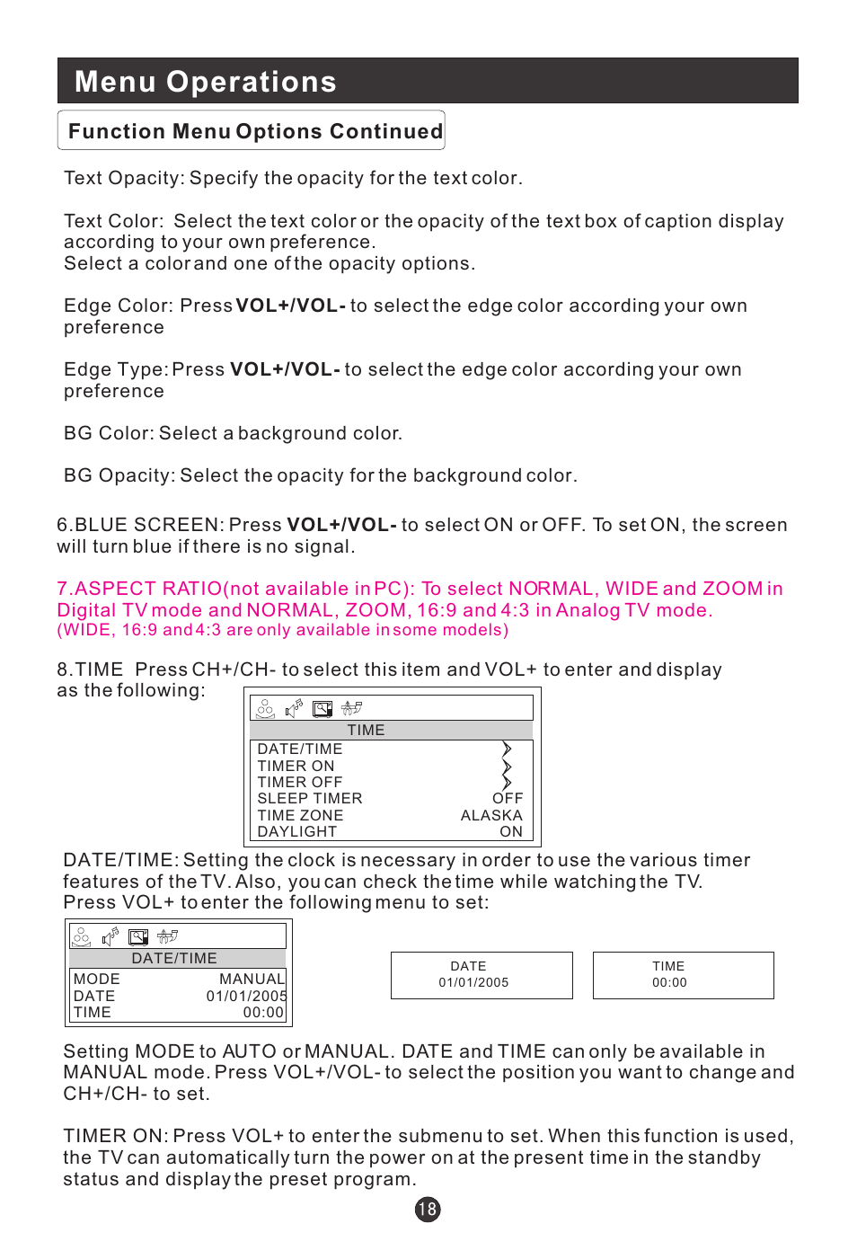 Menu operations | haier HL22E User Manual | Page 23 / 33
