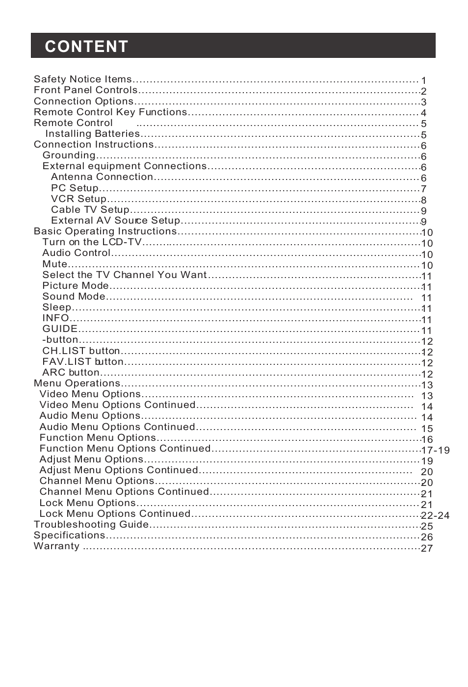 Content | haier HL22E User Manual | Page 5 / 33