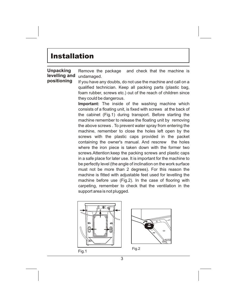 Installation | haier XQG60-HA800TX(M) User Manual | Page 4 / 21