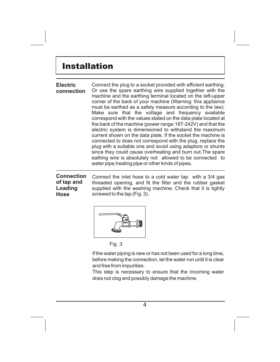 Installation | haier XQG60-HA800TX(M) User Manual | Page 5 / 21