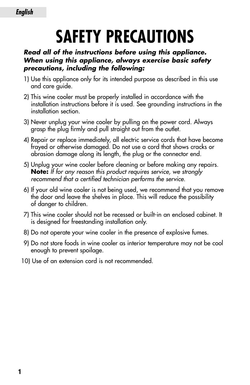 Safety precautions | haier JC-82G User Manual | Page 2 / 13