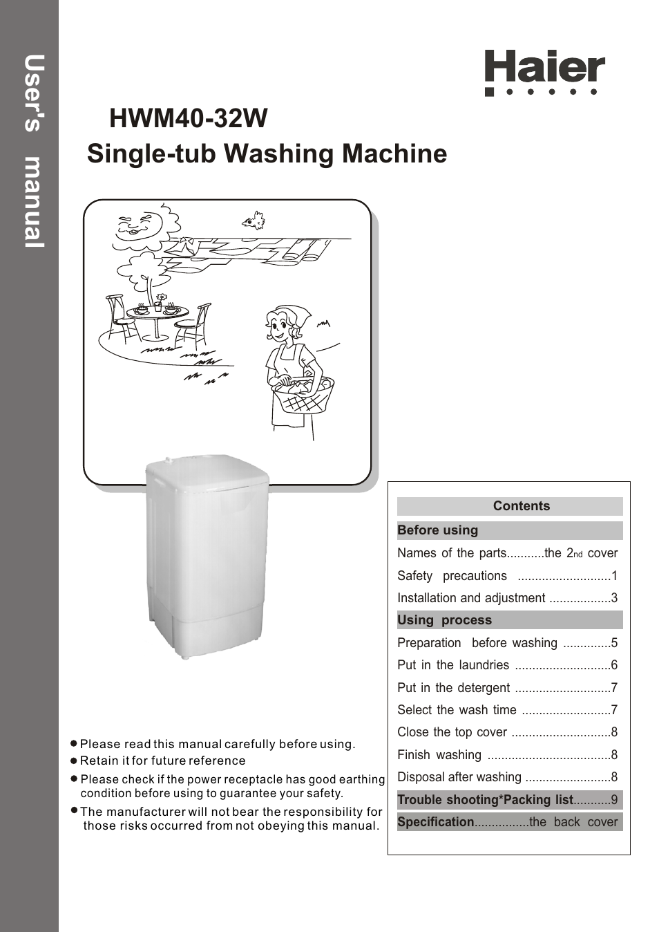 haier HWM40-32W User Manual | 12 pages