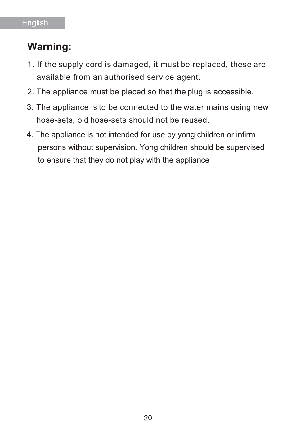 Warning | haier HM1400TX User Manual | Page 20 / 22