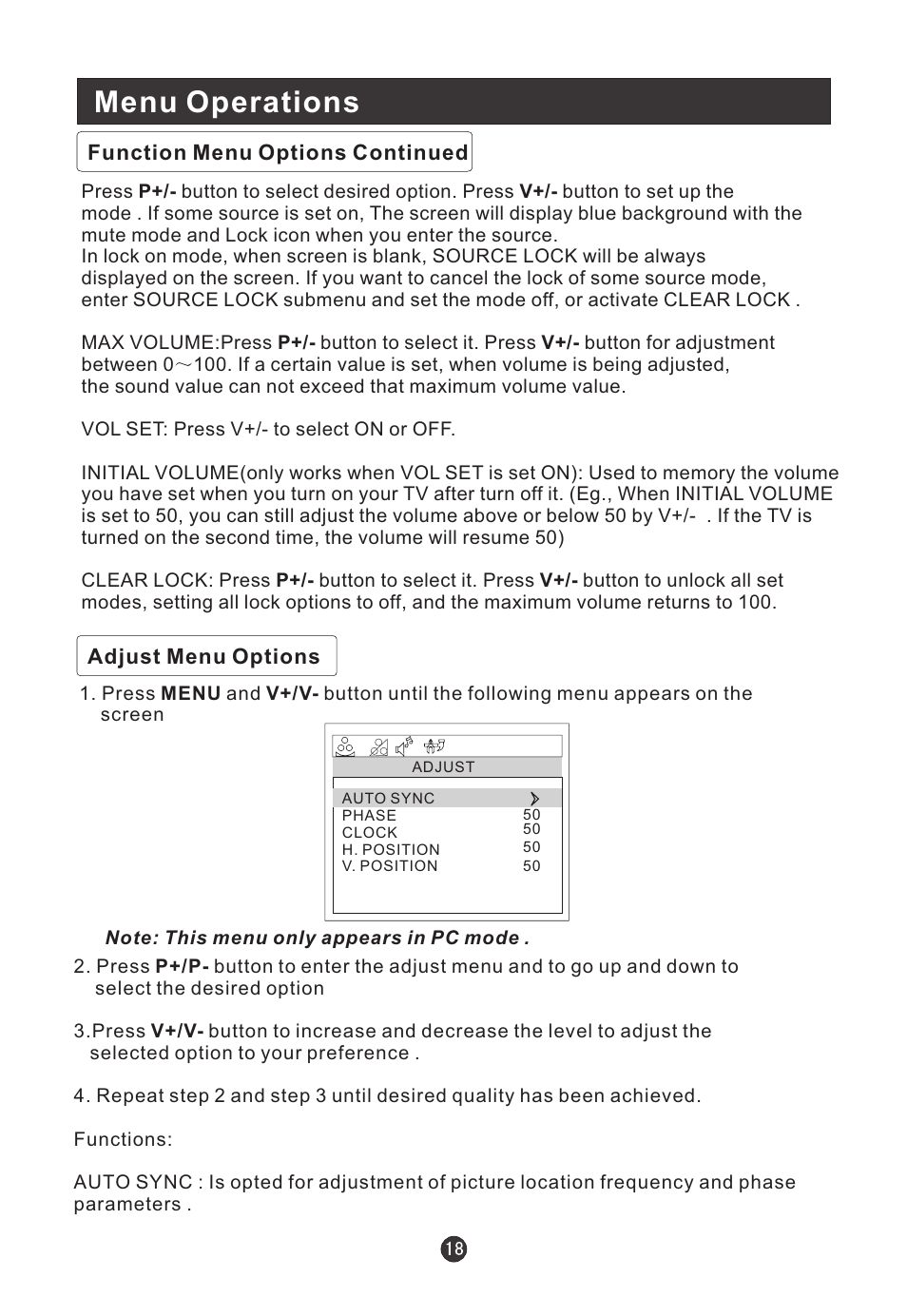 Menu operations | haier L22T12W-A User Manual | Page 20 / 42