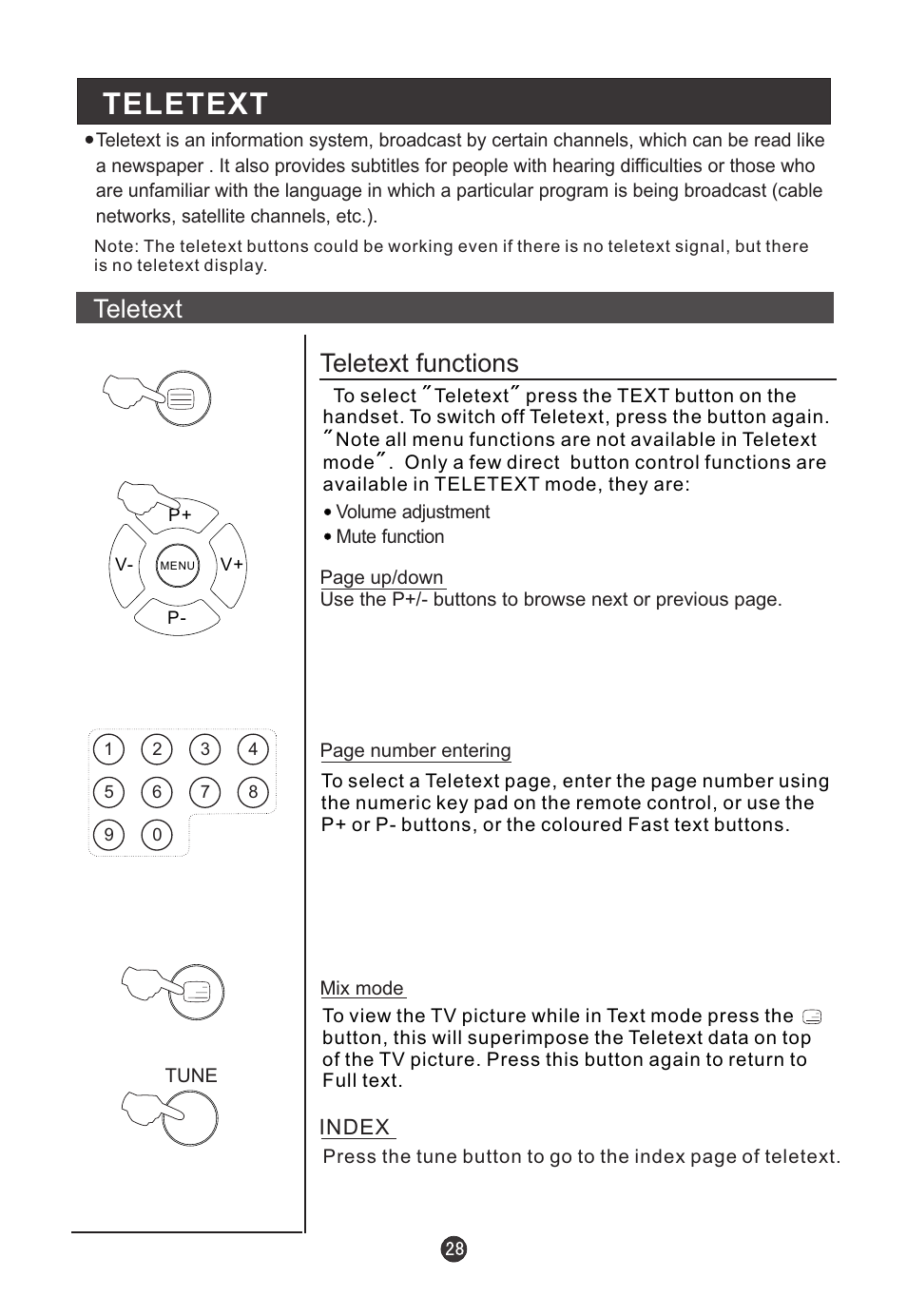 Teletext, Teletext functions | haier L22T12W-A User Manual | Page 30 / 42