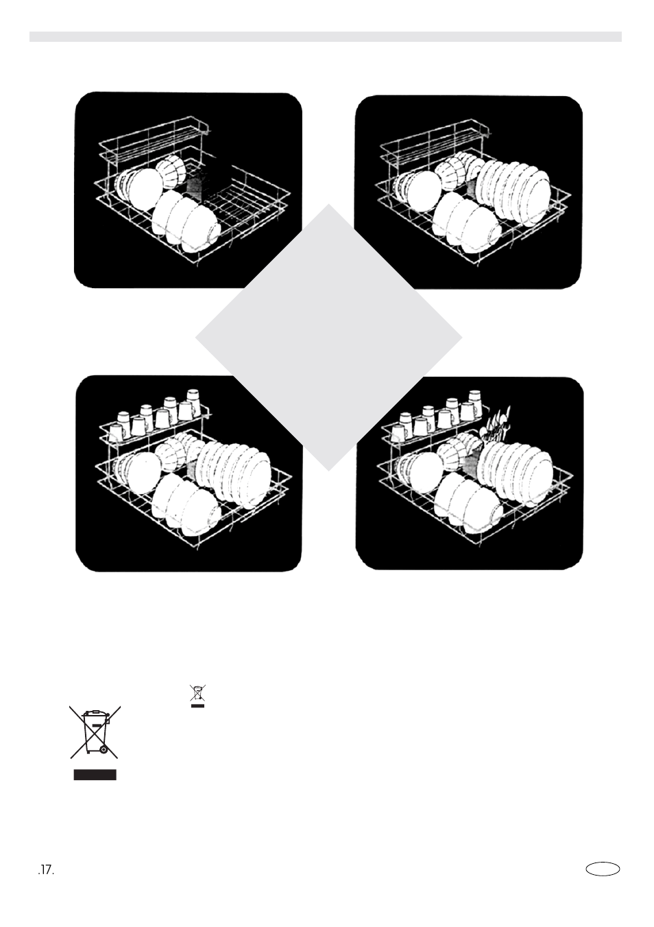 Illustration of dishes arrangement, Gb kntk | haier WQP4-1A User Manual | Page 18 / 18