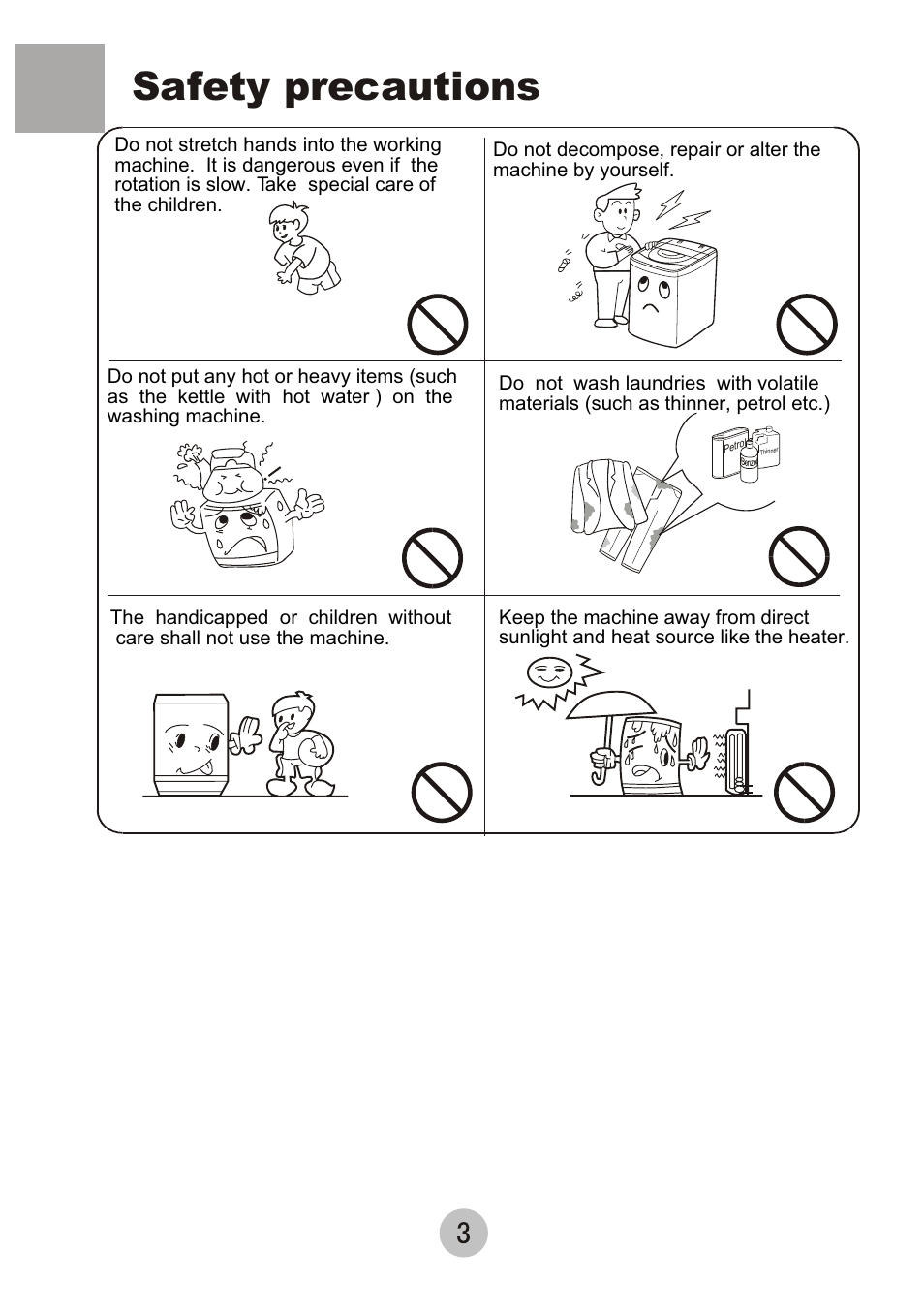 Safety precautions | haier HWM55-0528 User Manual | Page 5 / 18