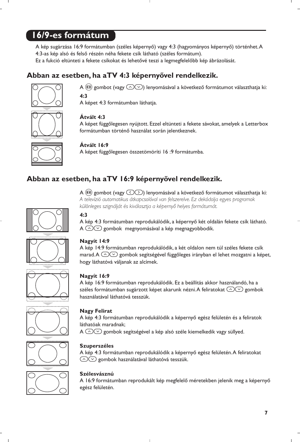 16/9-es formátum | Philips 32PW6518 User Manual | Page 29 / 84