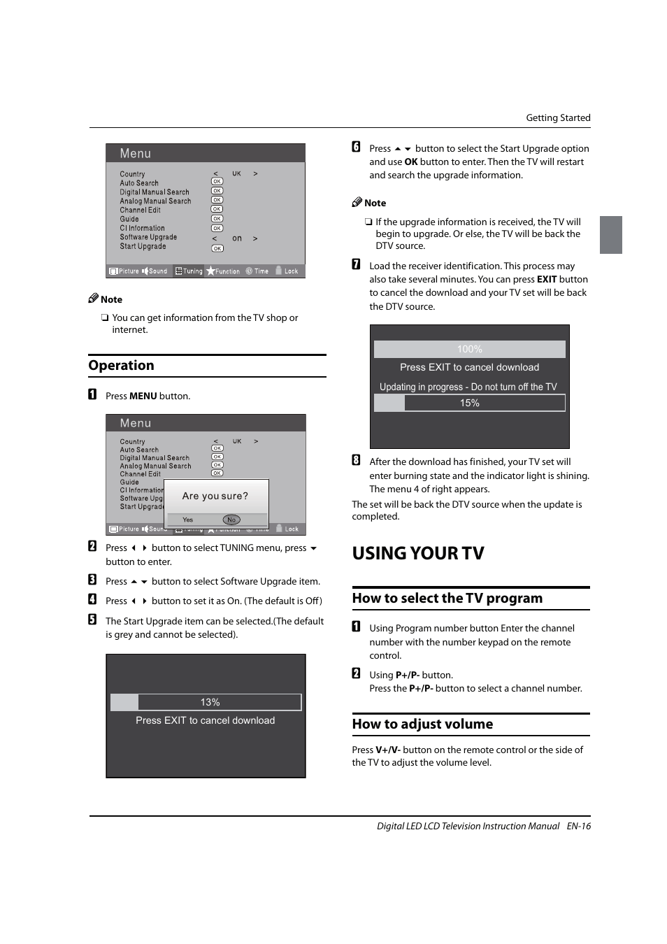 Using your tv, Operation, How to select the tv program | How to adjust volume | haier 0090504932V User Manual | Page 17 / 95