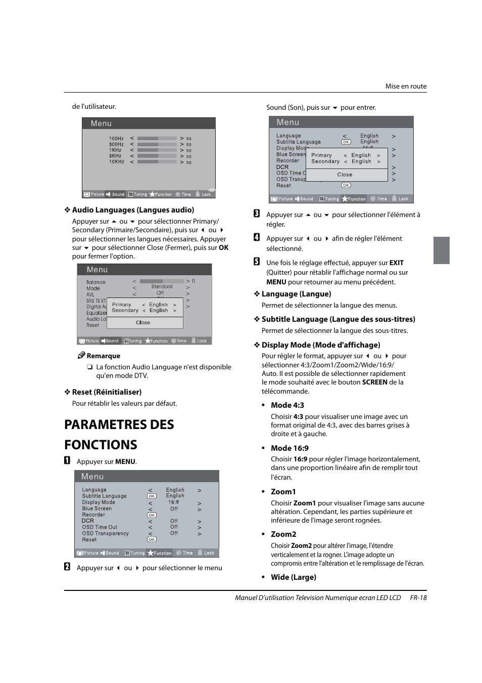 Parametres des fonctions | haier 0090504932V User Manual | Page 49 / 95