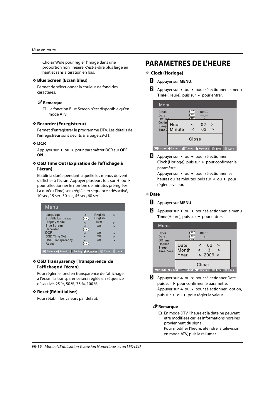 Parametres de l'heure | haier 0090504932V User Manual | Page 50 / 95