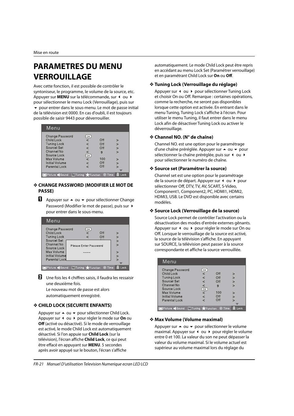 Parametres du menu verrouillage | haier 0090504932V User Manual | Page 52 / 95