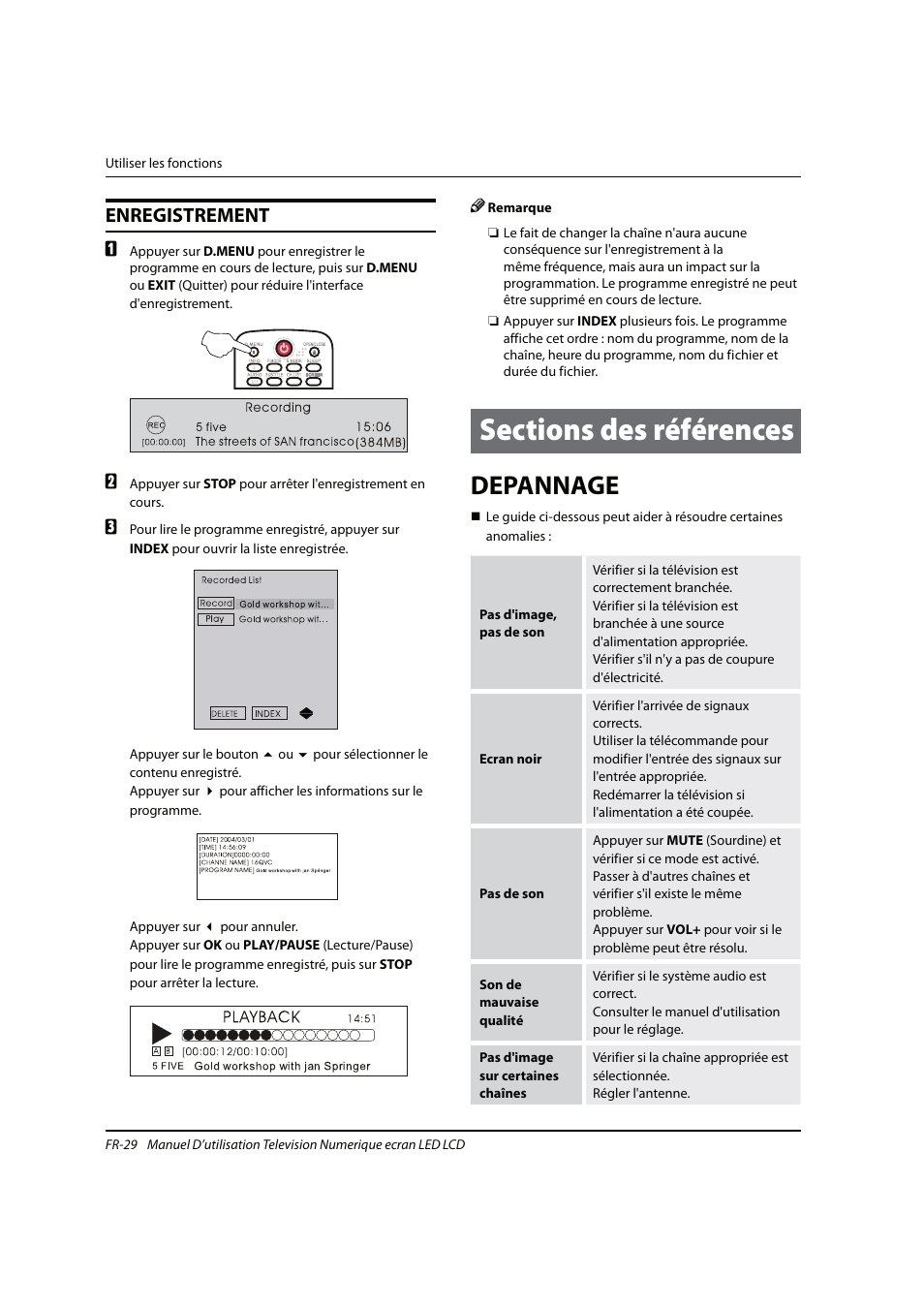 Depannage, Enregistrement | haier 0090504932V User Manual | Page 60 / 95