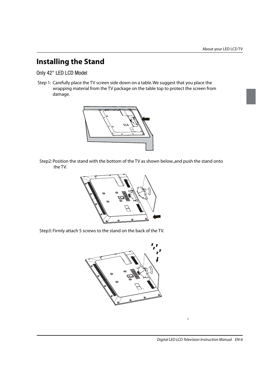 Installing the stand | haier 0090504932V User Manual | Page 7 / 95