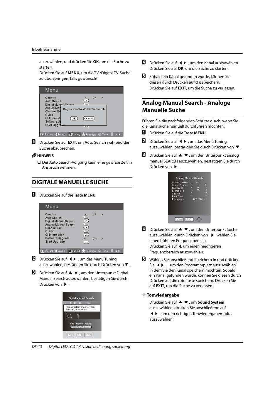 Digitale manuelle suche, Analog manual search - analoge manuelle suche | haier 0090504932V User Manual | Page 76 / 95