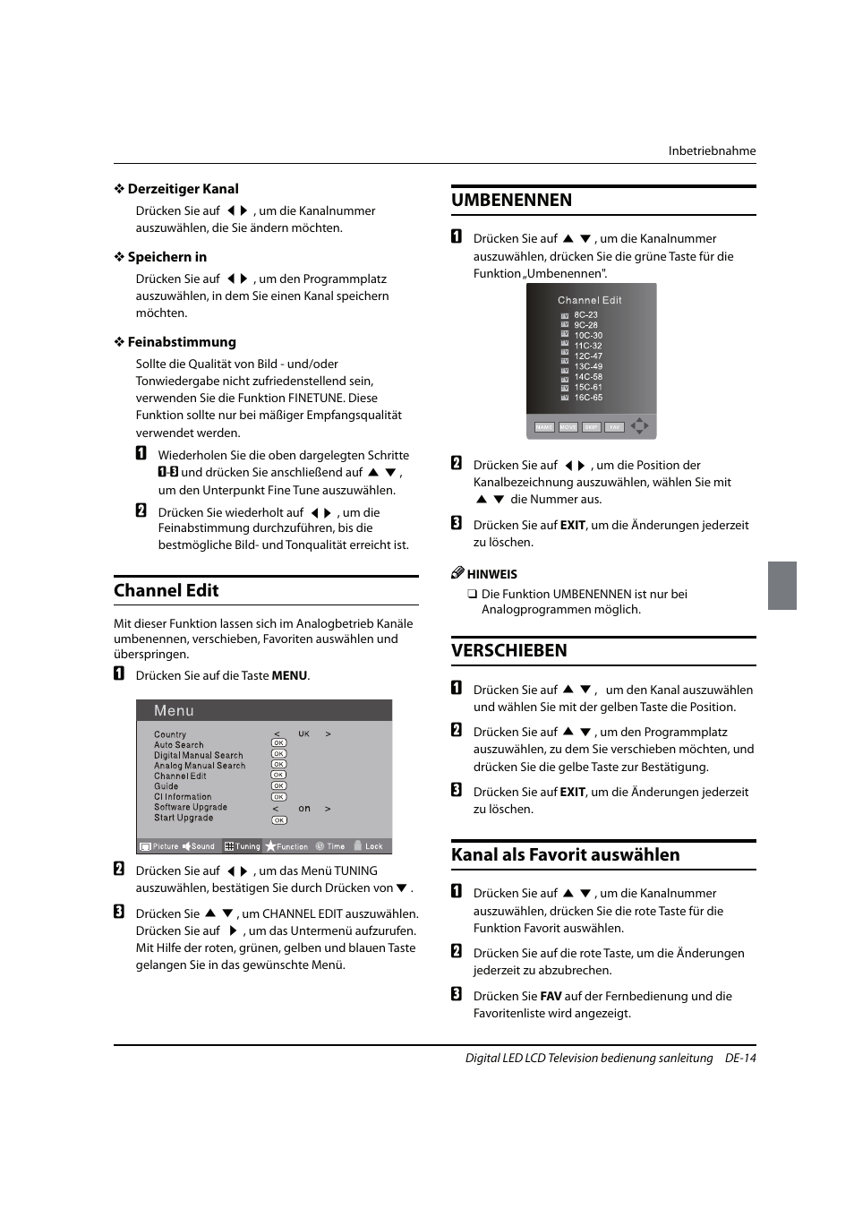 Channel edit, Umbenennen, Verschieben | Kanal als favorit auswählen | haier 0090504932V User Manual | Page 77 / 95