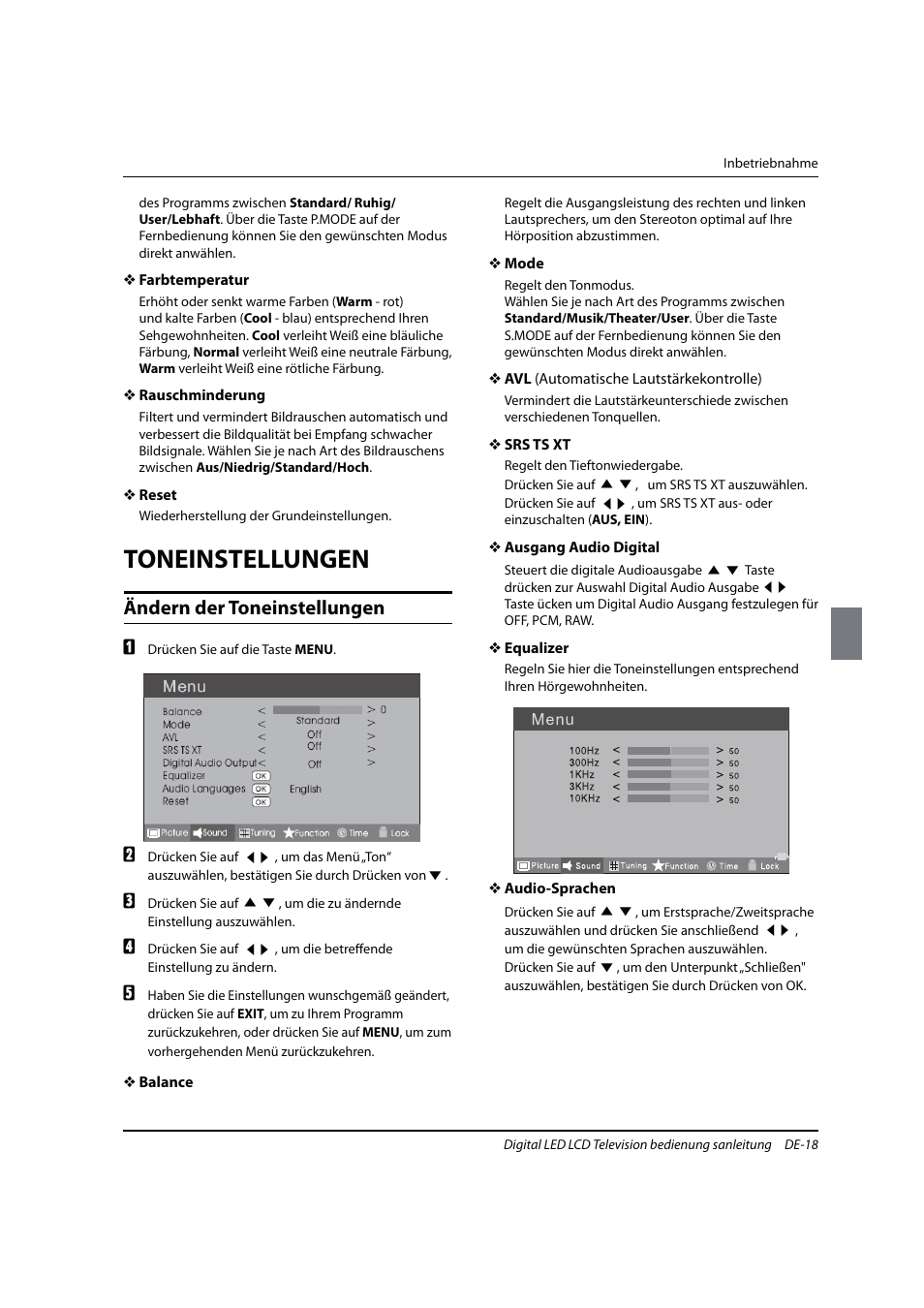 Toneinstellungen, Ändern der toneinstellungen | haier 0090504932V User Manual | Page 81 / 95