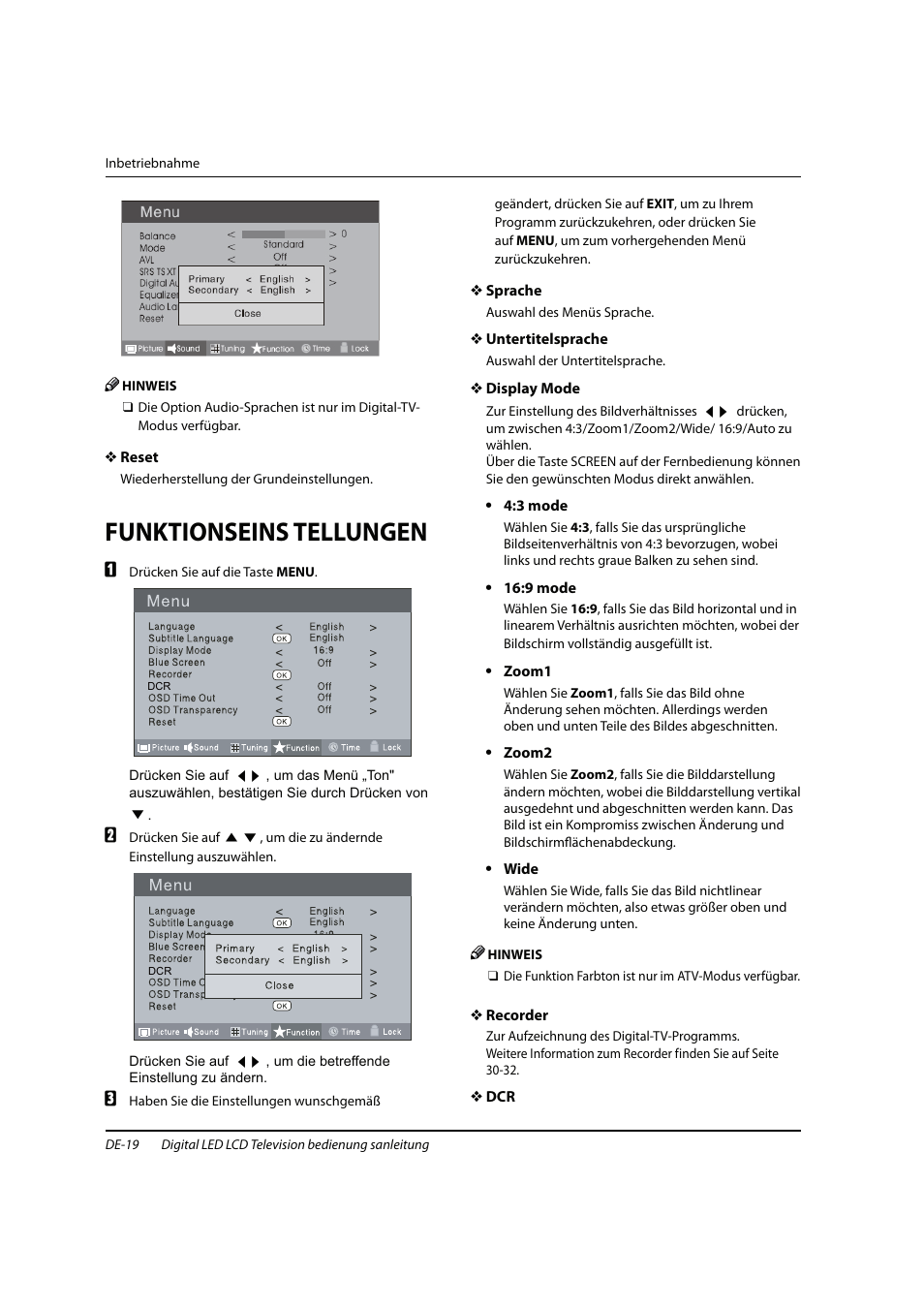 Funktionseins tellungen | haier 0090504932V User Manual | Page 82 / 95