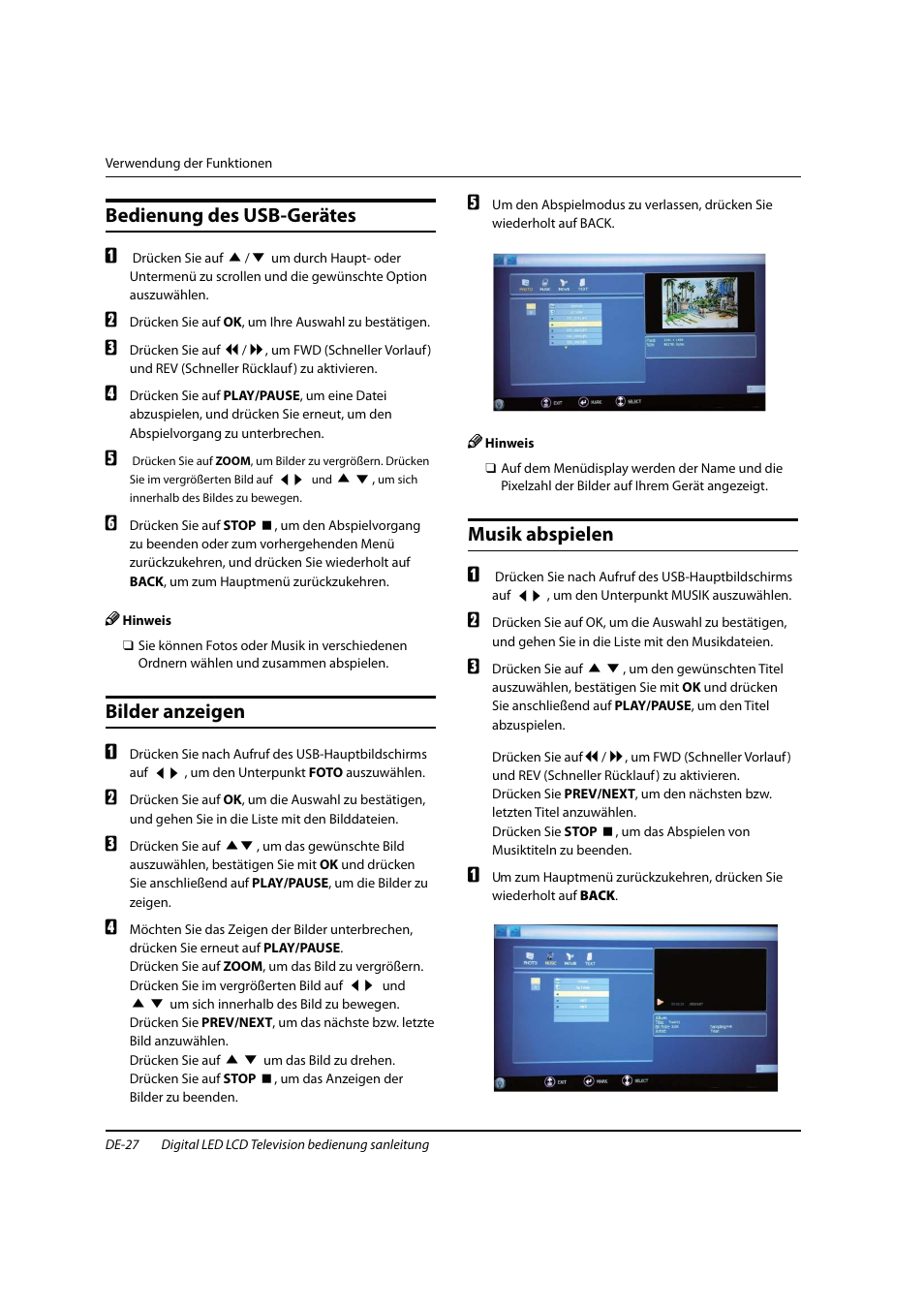 Bedienung des usb-gerätes, Bilder anzeigen, Musik abspielen | haier 0090504932V User Manual | Page 90 / 95