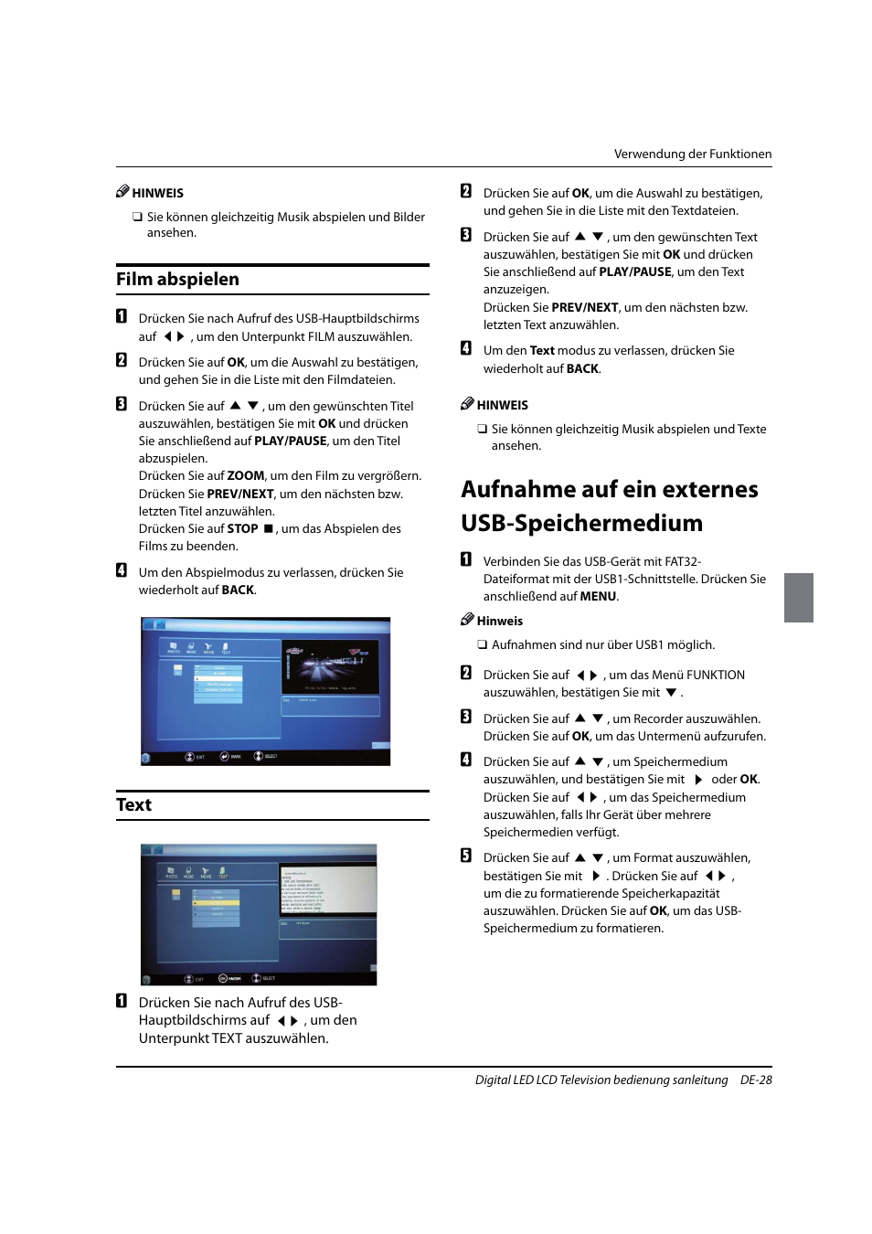 Aufnahme auf ein externes usb-speichermedium, Film abspielen, Text | haier 0090504932V User Manual | Page 91 / 95