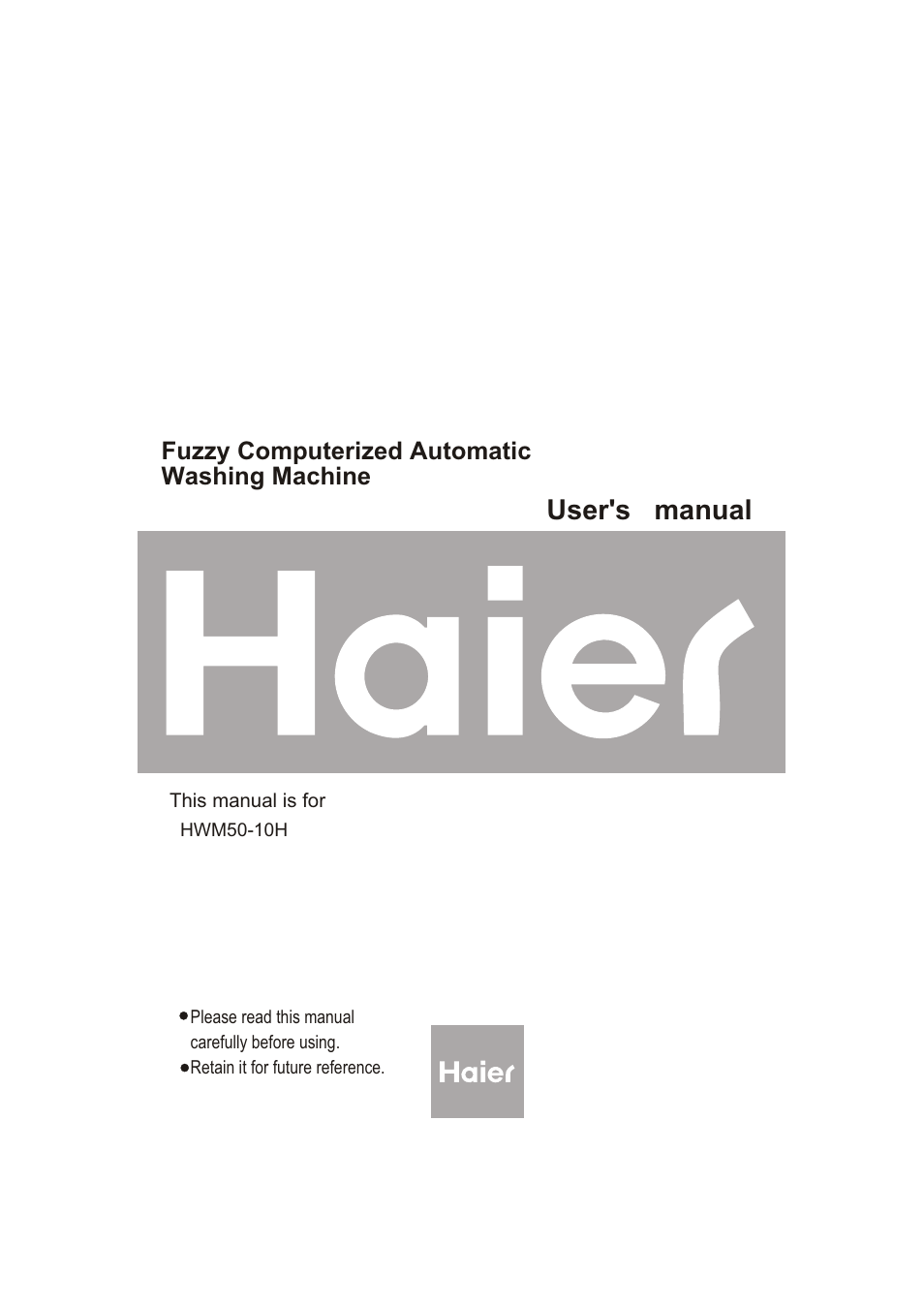 haier HWM50-10H User Manual | 19 pages