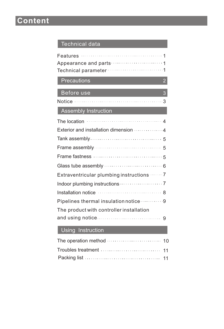 Content | haier QBJ1-270A58E User Manual | Page 3 / 16