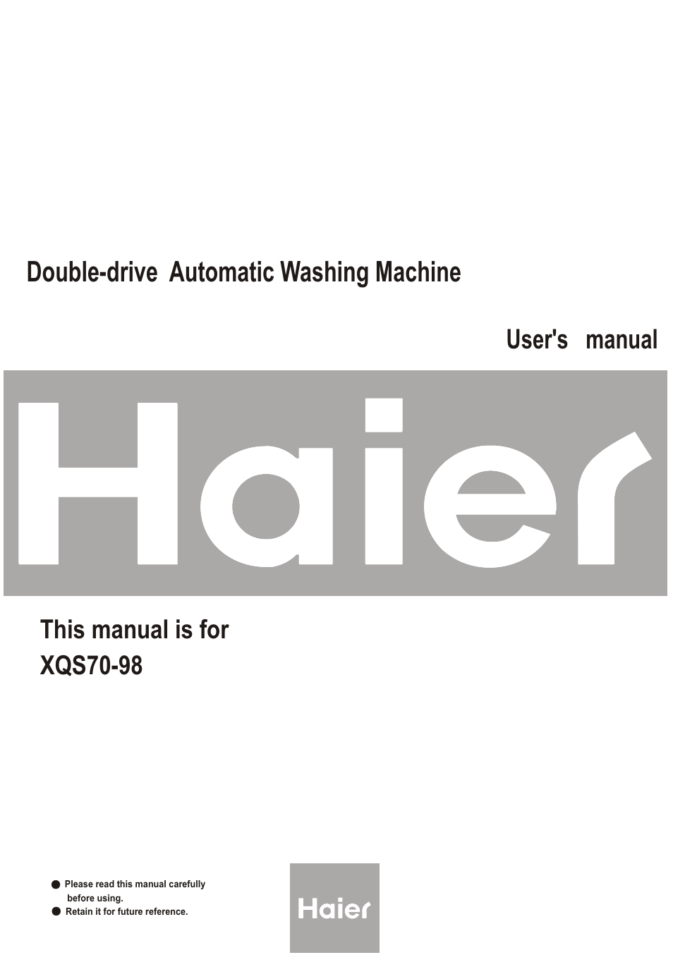 haier XQS70-98 User Manual | 19 pages