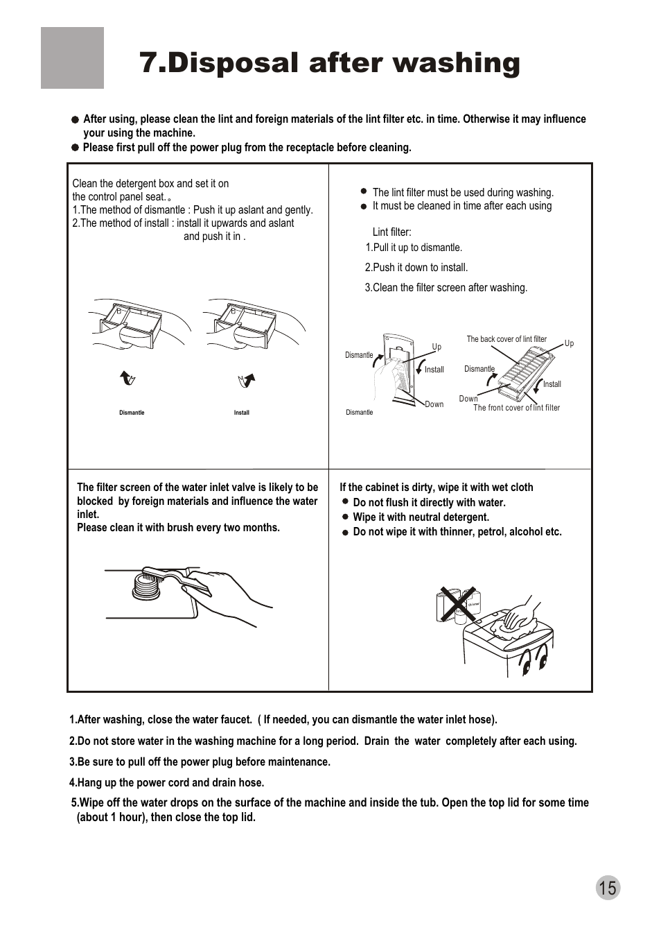 Disposal after washing | haier XQS70-98 User Manual | Page 17 / 19