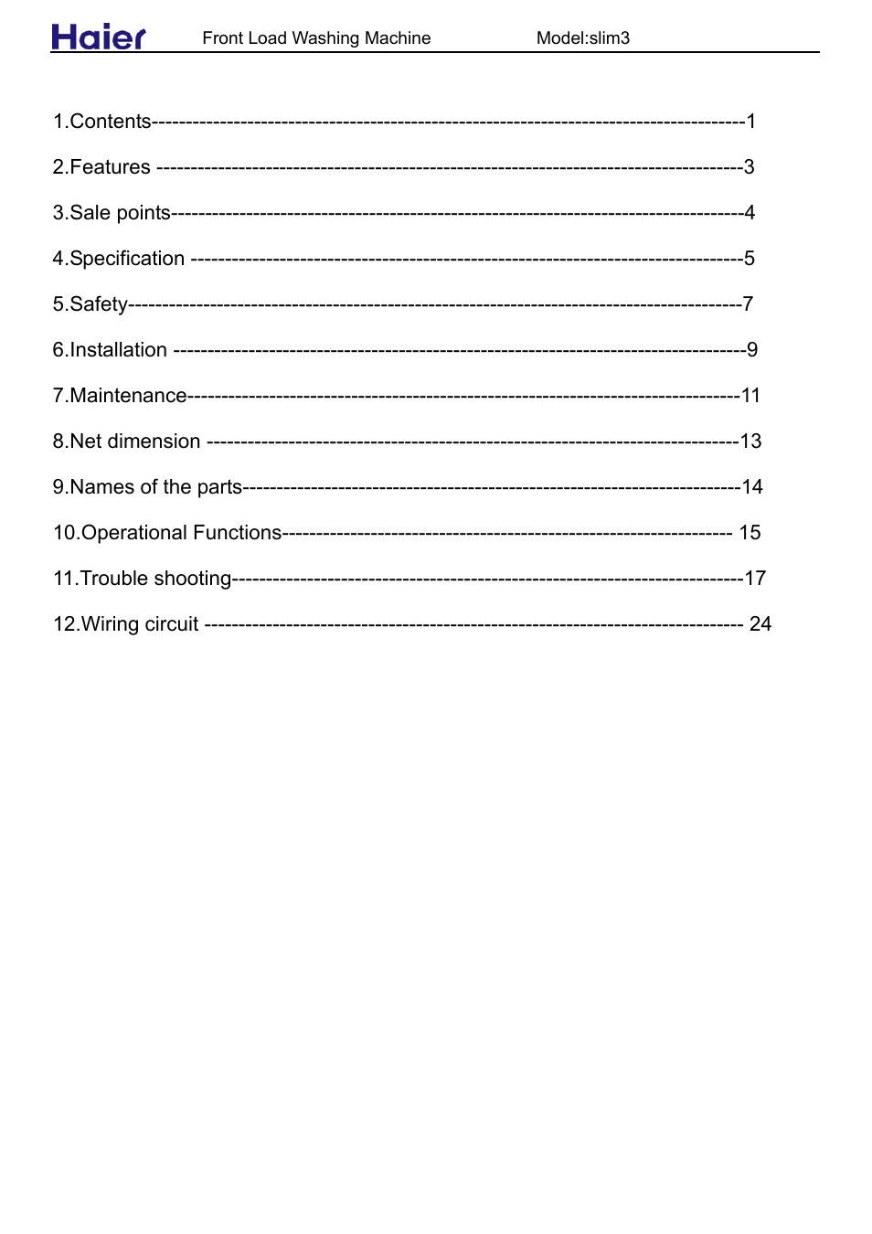 haier slim3 User Manual | 26 pages