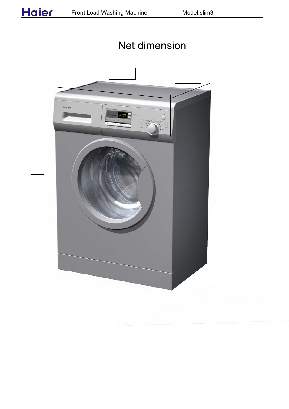 Net dimension | haier slim3 User Manual | Page 13 / 26