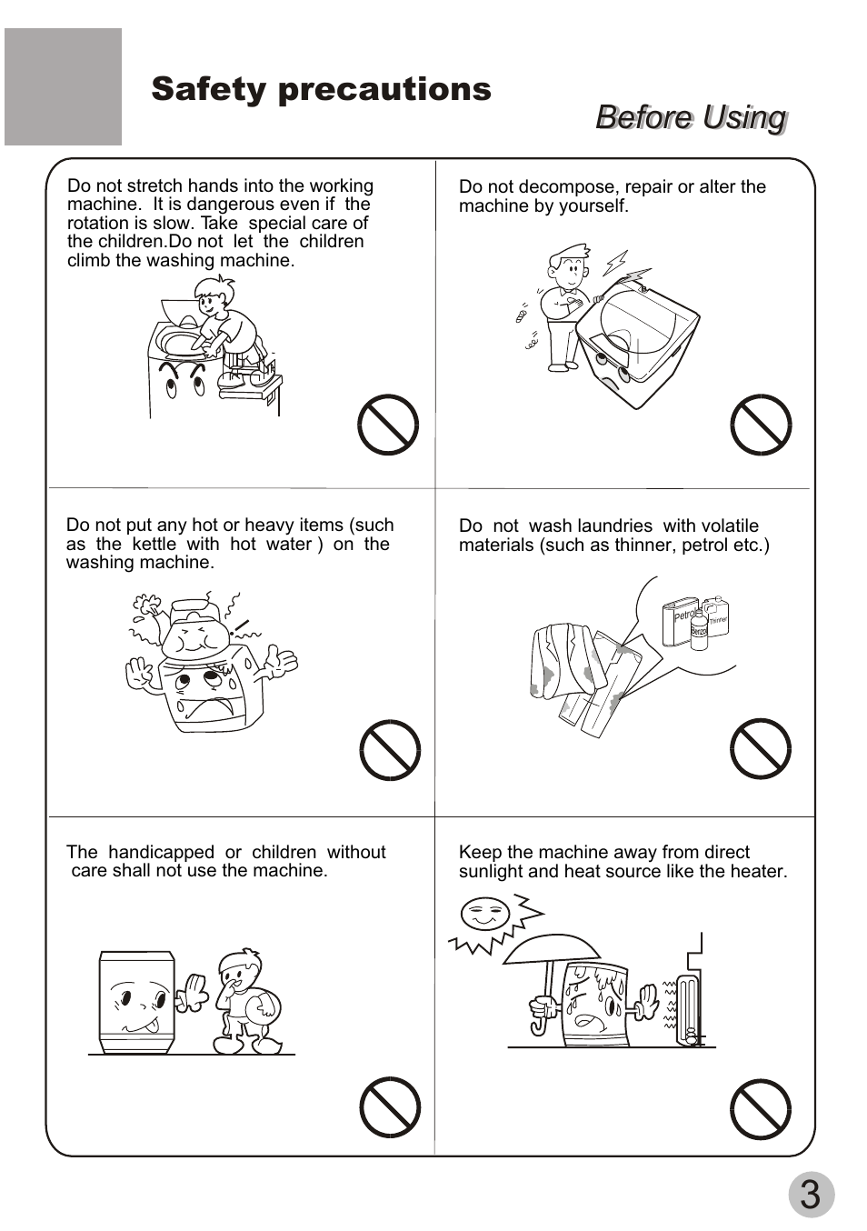 Safety precautions, Before using | haier HQM62-K User Manual | Page 5 / 20