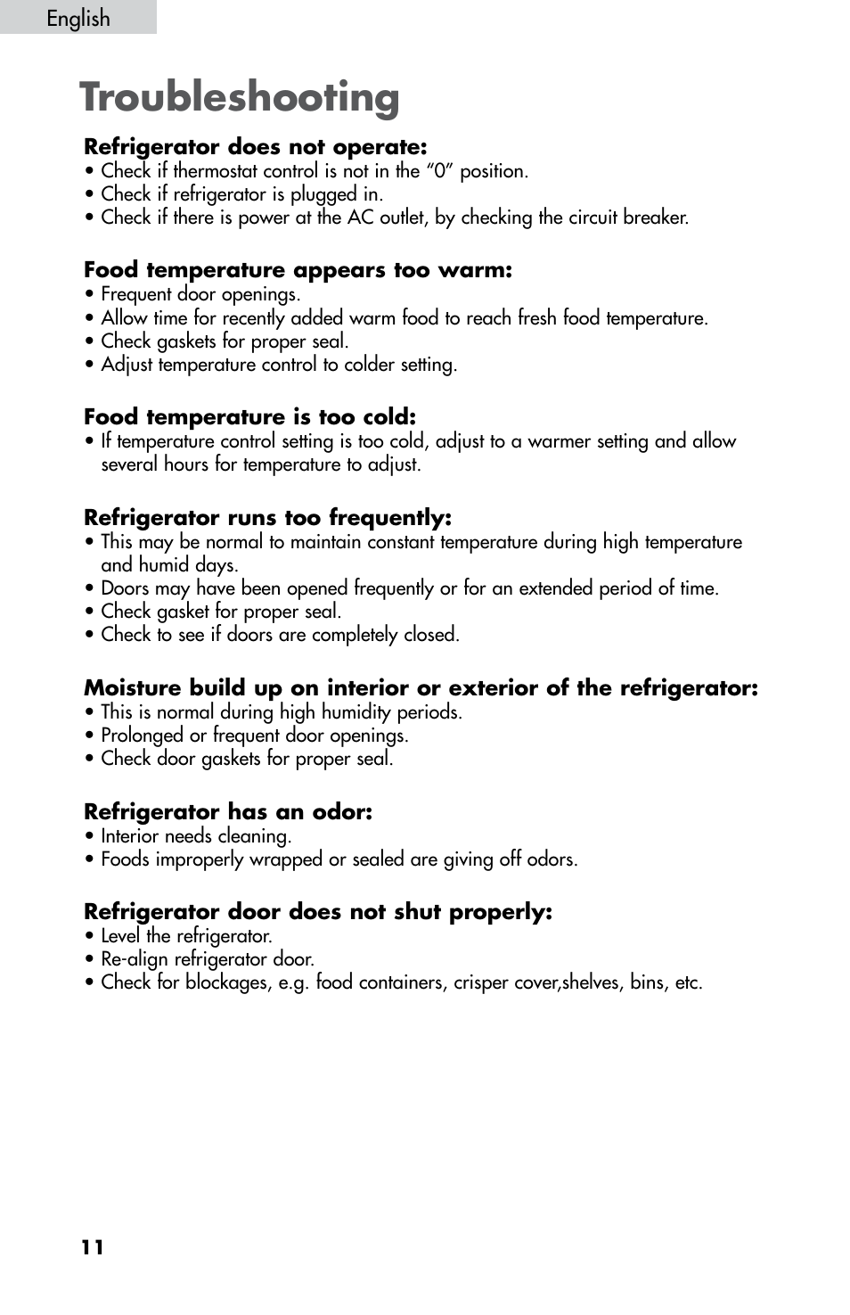 Troubleshooting | haier HNDE03 User Manual | Page 13 / 44