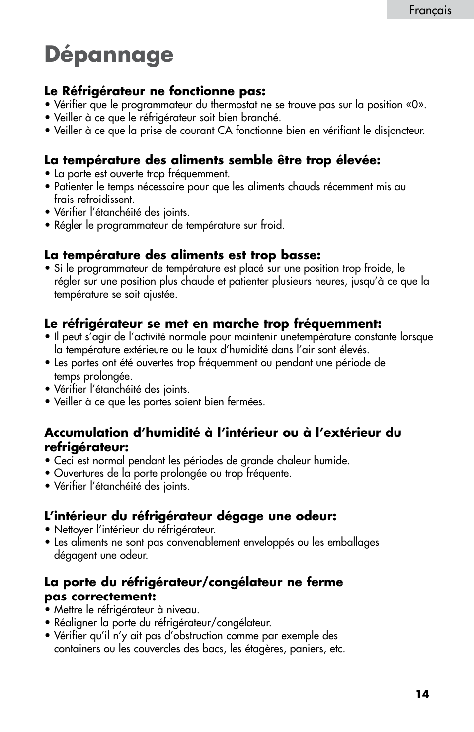 Dépannage | haier HNDE03 User Manual | Page 28 / 44