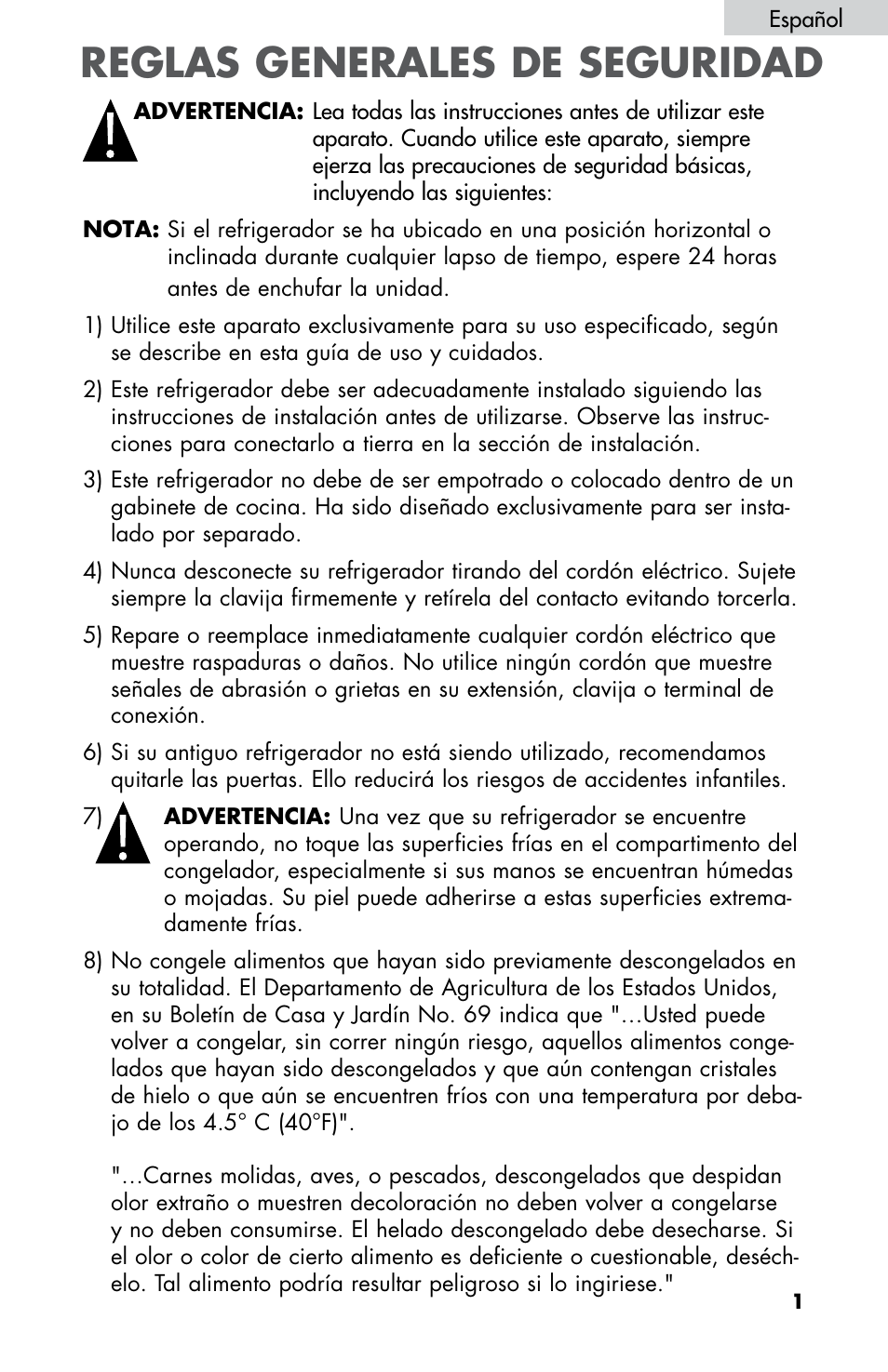 Reglas generales de seguridad | haier HNDE03 User Manual | Page 30 / 44