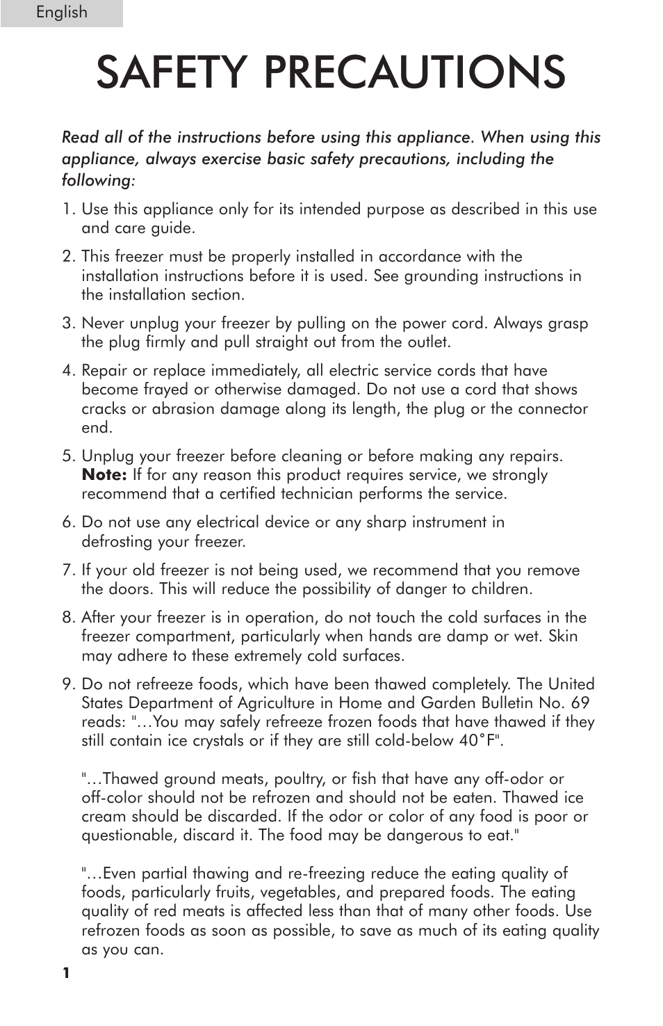 Safety precautions | haier HNCM035E User Manual | Page 2 / 16