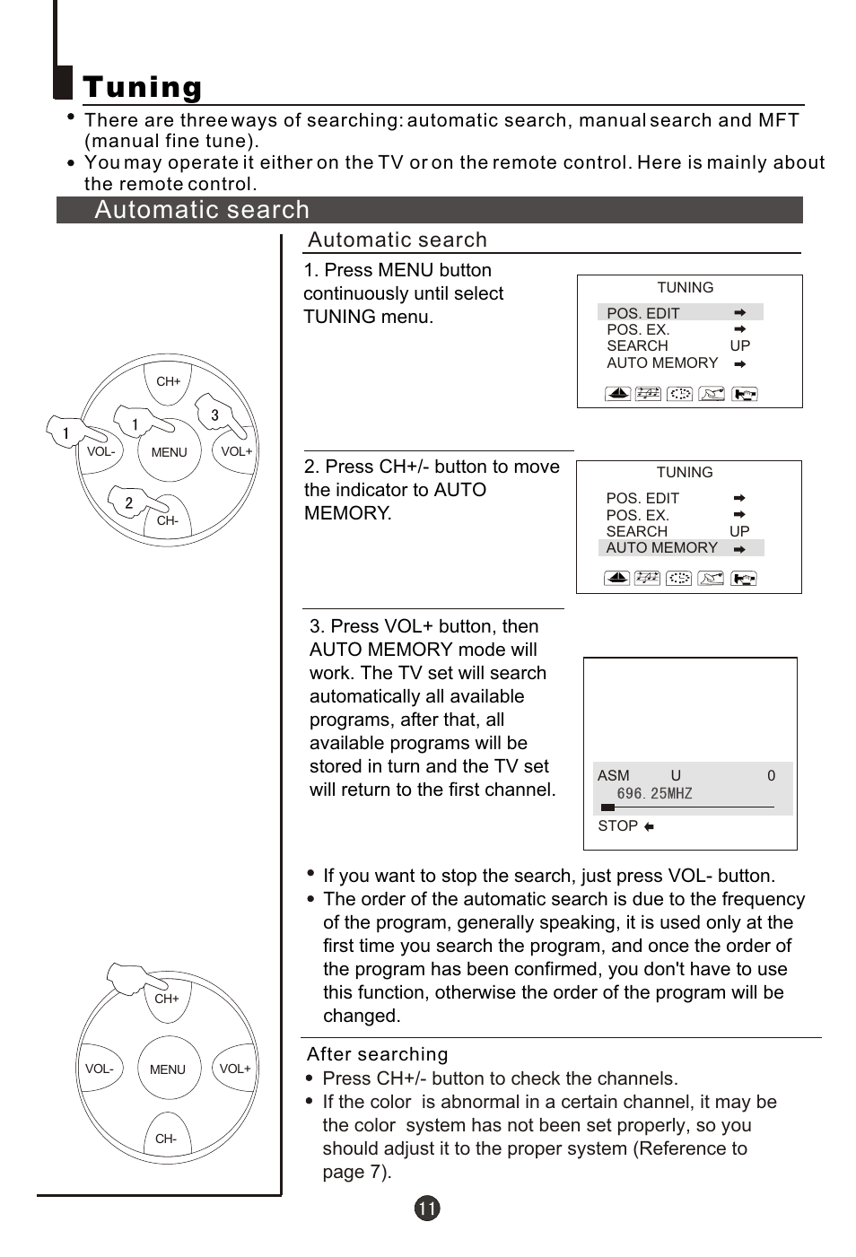 Т³гж 12, Tuning, Automatic search | haier 21FA10-AM User Manual | Page 12 / 32